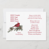 ルビー色のカーディナルリースのクリスマスパーティの食事会   招待状 (裏面)