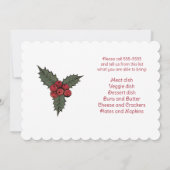 ルビー色のカーディナルリースのクリスマス ポットラック・サッパー 招待状 (裏面)