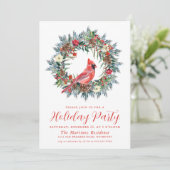 ルビー色のカーディナルリースのホリデーパーティー 招待状 (スタンド正面)
