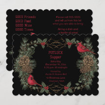 ルビー色のカーディナルリース クリスマスパーティーの食事持ち寄り会