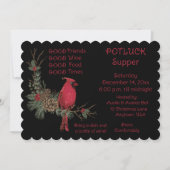 ルビー色のカーディナルリース クリスマスパーティ 料理持ち寄り夕食会 招待状 (正面)