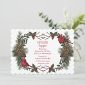 ルビー色のカーディナルリース クリスマスパーティ 料理持ち寄り夕食会 招待状 (スタンド正面)