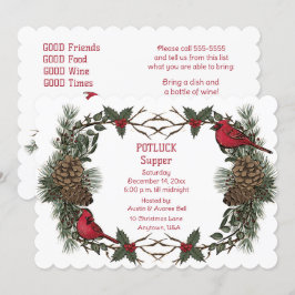 ルビー色のカーディナルリース クリスマスパーティ 料理持ち寄り夕食会 招待状