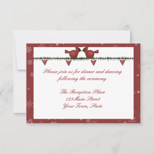 ルビー色のカーディナル冬のホリデー レセプション カード (正面)