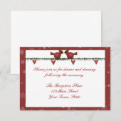 ルビー色のカーディナル冬のホリデー レセプション カード (正面/裏面)