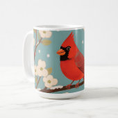 ルビー色のカーディナル冬の枝 コーヒーマグカップ (正面左)