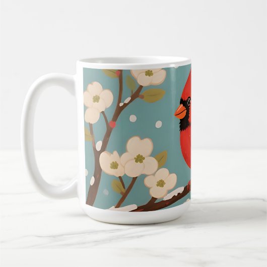 ルビー色のカーディナル冬の枝 コーヒーマグカップ (左)