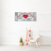 ルビー色のパーソナライズな第40結婚記念日の旗 横断幕 (インサイチュ)