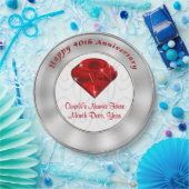 ルビー色のパーソナライズな第40記念日の紙皿 ペーパープレート (パーティー)