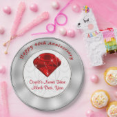 ルビー色のパーソナライズな第40記念日の紙皿 ペーパープレート (パーティー)