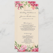 ルビー色のピンクのシャクヤクの植物のアイボリーの結婚式 プログラム (正面/裏面)