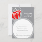 ルビー色のリングや輪第40記念日の結婚式の応答カード 出欠カード (正面)