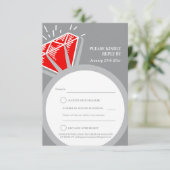 ルビー色のリングや輪第40記念日の結婚式の応答カード 出欠カード (スタンド正面)
