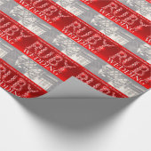 ルビー色の結婚式の輝きの石はあなたの写真を加えます ラッピングペーパー (角)