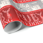 ルビー色の結婚式の輝きの石はあなたの写真を加えます ラッピングペーパー (ロールコーナー)