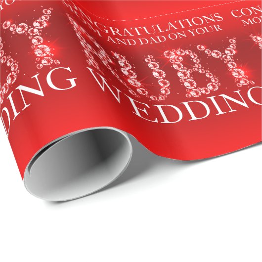 ルビー色の結婚式の輝きはギフトの包装紙に投石します ラッピングペーパー (ロールコーナー)