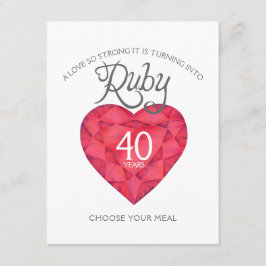ルビー色の結婚記念日のハートの芸術の食事の選択 エンクロージャーカード