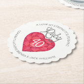 ルビー色の芸術の結婚記念日のハートの写真のコースター ペーパーコースター (アングル)