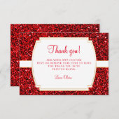 ルビー色の赤いグリッターのサンキューカード サンキューカード (正面/裏面)