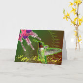 ルビー色の赤いハチドリおよび明るい赤紫色の母の日カード カード (黄色い花)