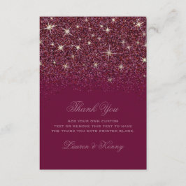 ルビー色の輝きのグリッターのサンキューカード サンキューカード