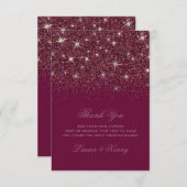 ルビー色の輝きのグリッターのサンキューカード サンキューカード (正面/裏面)