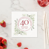 ルビー色の40回目結婚記念日のカントリーグリーン スタンダードカクテルナプキン (インサイチュ)