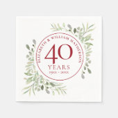 ルビー色の40回目結婚記念日のカントリーグリーン スタンダードカクテルナプキン (正面)