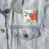 ルビー色のThroatedハチドリPin 缶バッジ (インサイチュ)