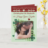 ルビー記念写真緑のバーガンディ カード (黄色い花)