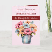 ルビー記念日の花バーガンディーなピンク カード (正面)