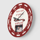 ルビー記念 40周年 名前と写真を追加 赤 ラージ壁時計 (傾斜)