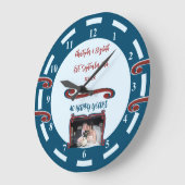 ルビー記念 40周年 名前 フォト 青 ラージ壁時計 (傾斜)