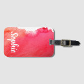 ルビー赤い水の色パーソナライズされた旅行芸術品を気取った ラゲッジタグ (正面横)