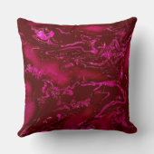 ルビー赤ピンクの黒い抽象芸術渦巻き クッション (裏面)