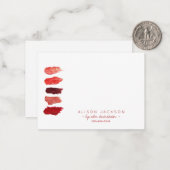 ルビー赤リップスティック見本リップカラー分配器 ノートカード (正面/裏面インサイチュ)