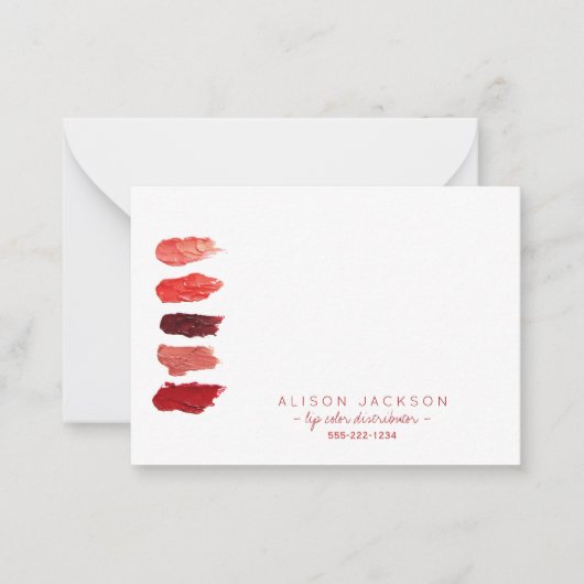 ルビー赤リップスティック見本リップカラー分配器 ノートカード (正面)