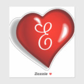 ルビー赤心のMonogram E白いスクリプト シール (シート)