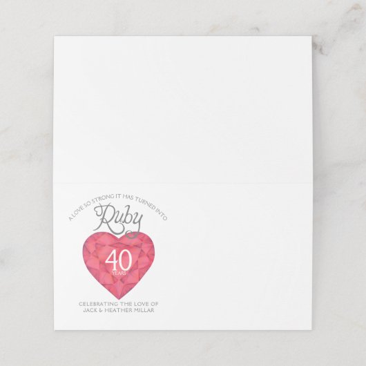 ルビー赤水色40th結婚のイベント座席表 プレイスカード (外部開封)