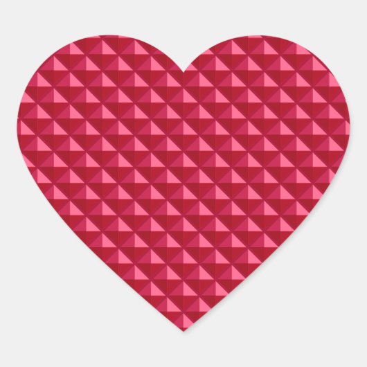 ルビー赤、エナメル色、スタッズグリッド ハートシール (正面)