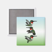 ルビー飛んでいるの喉を通したハミングバード マグネット (正面/裏面)