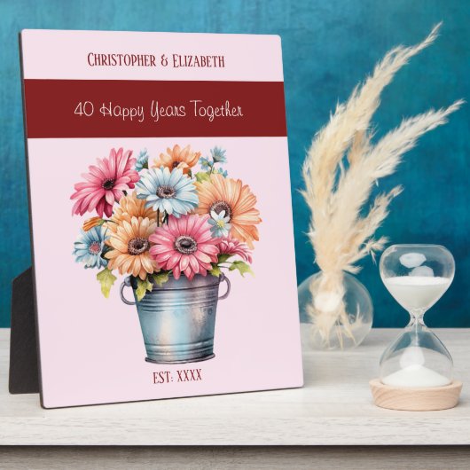 ルビー40周年お花の名前ピンク フォトプラーク (側面)