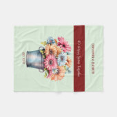 ルビー40周年の花グリーン フリースブランケット (正面(横))