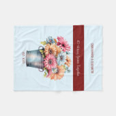 ルビー40周年の花ブルー フリースブランケット (正面(横))