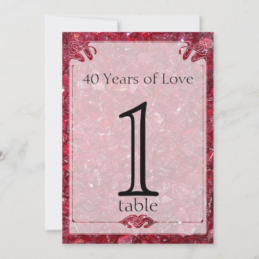 ルビー40周年テーブルナンバー 招待状 (裏面)