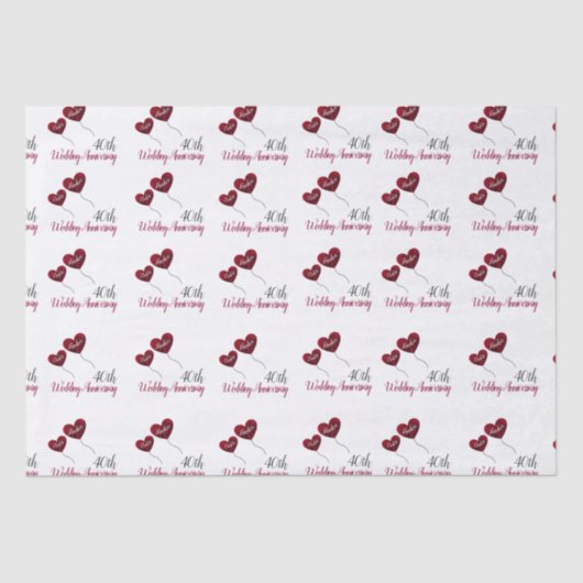 ルビー40周年結婚ティッシュペーパー 薄葉紙 (正面)