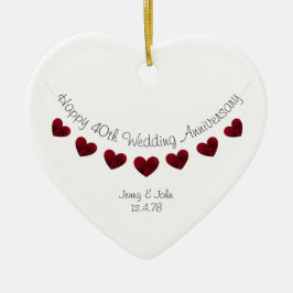 ルビー40周年結婚ハートオーナメント セラミックオーナメント