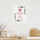 ルビー40周年結婚記念日ウェルカムサイン ポスター (キッチン)