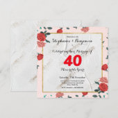 ルビー40周年結婚記念日カスタムタイポグラフィ 招待状 (正面/裏面)