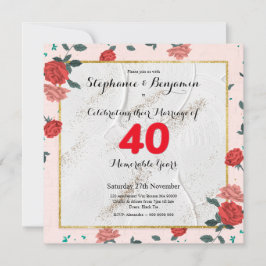 ルビー40周年結婚記念日カスタムタイポグラフィ 招待状